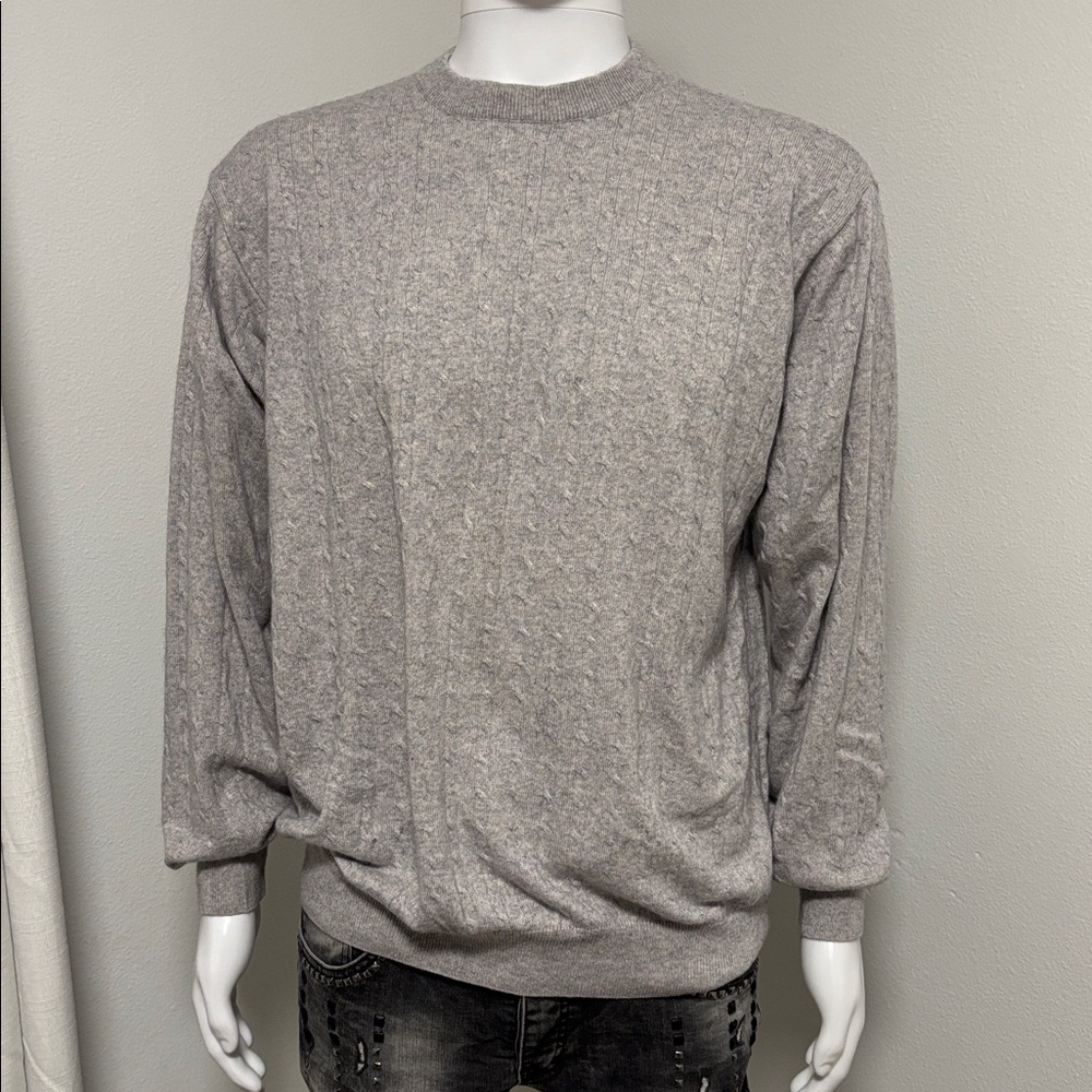 I Levrieri Italy Gray Cable Knit Cashmere Blend Sweater Men’s XXL